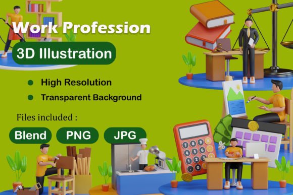 3D Illustration of Work Profession: A Complete Asset Pack