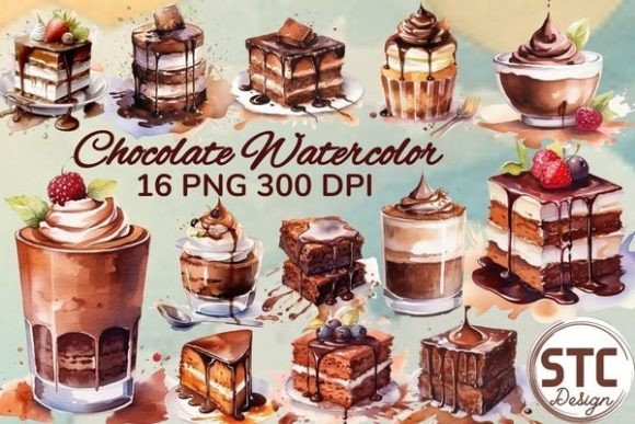 Chocolate Watercolor Clipart: A Sweet Design Asset for Creators