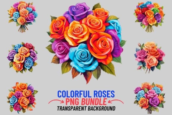 Colorful Bouquet of Roses 12 PNG Clipart: Vibrant Elegance