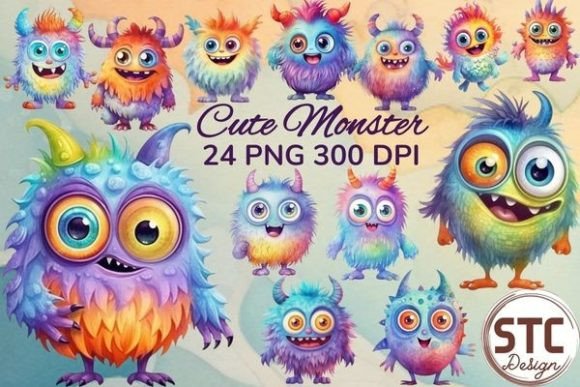 Cute Monster Watercolor Sublimation: A Playful Design Asset for Modern Creators
