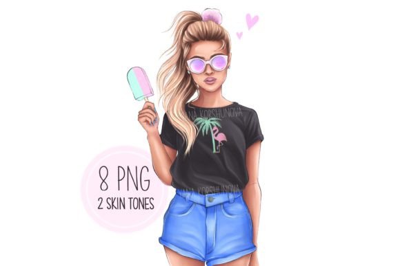 Fashion Girl with Ice Cream Clipart Png: A Creative Asset for Modern Design