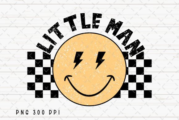 Little Man Smiley Face Boy Checkered PNG