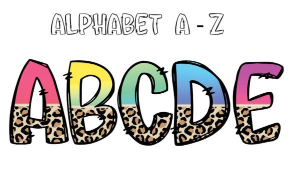 Pastel Rainbow Leopard Doodle Alphabet: A Creative Asset for Bold Projects