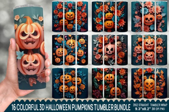 Spooky & Stylish: The 3D Halloween Pumpkins Tumbler Bundle