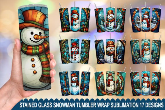 Stained Glass Snowman Tumbler Bundle: Festive Sublimation Design