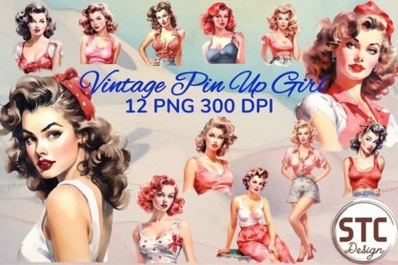 Timeless Allure: Using Vintage Pin Up Girl Watercolor Clipart
