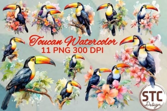 Toucan Watercolor Clipart Sublimation: A Vibrant Design Asset