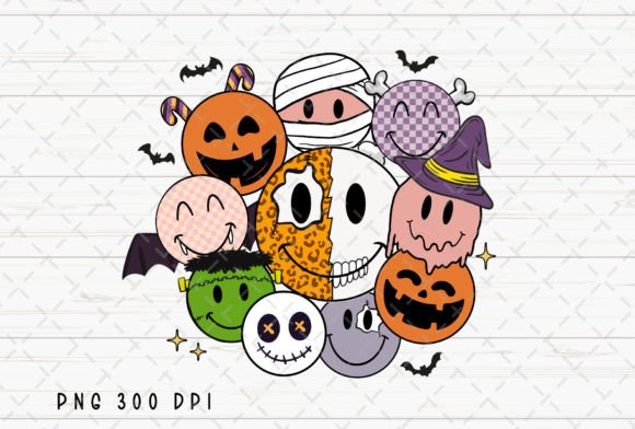 Unwrapping the Smiley Face Mummy Halloween Retro PNG