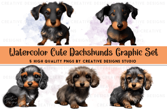 Watercolor Baby Dachshund Clipart Set: A Designer's Delight